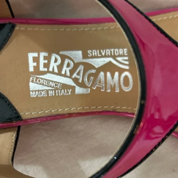 Salvatore Ferragamo Pantent Color Block Sandals - Picture 6 of 9